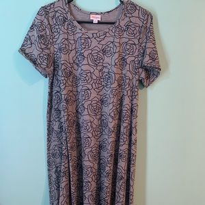 LuLaRoe Dresses - BNWOT LulaRoe Medium Gray and Navy Rose Carly LuLaRoe Dresses - BNWOT LulaRoe Medium Gray and Navy Rose Carly